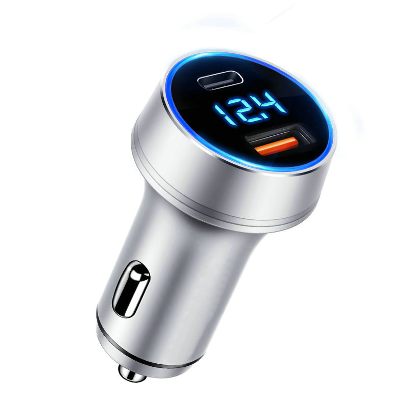 36W 6A Dual USB Car Charger Adapter with 18W PD Port, car charger with Quick Charge 3.0 and LED Voltmeter for smart phone tablet